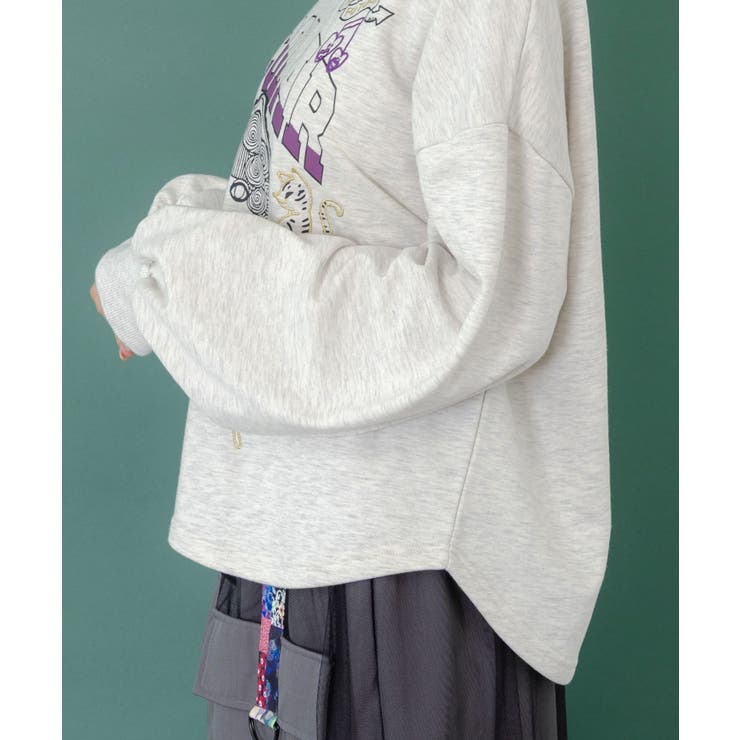 スカラーちゃん×トラ×蝶刺繍 ミニ裏毛プルオーバー | ScoLar | 詳細画像5 