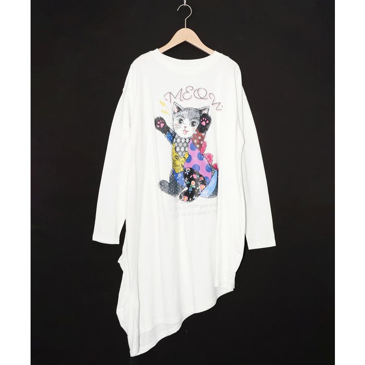 オフホワイト | ネコ怪獣アシメワンピース | ScoLar