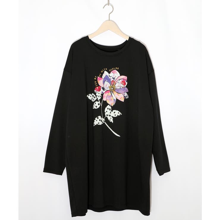 ブラック | 仲宗根泉(HY)コラボ アート柄花柄チュニック | ScoLar