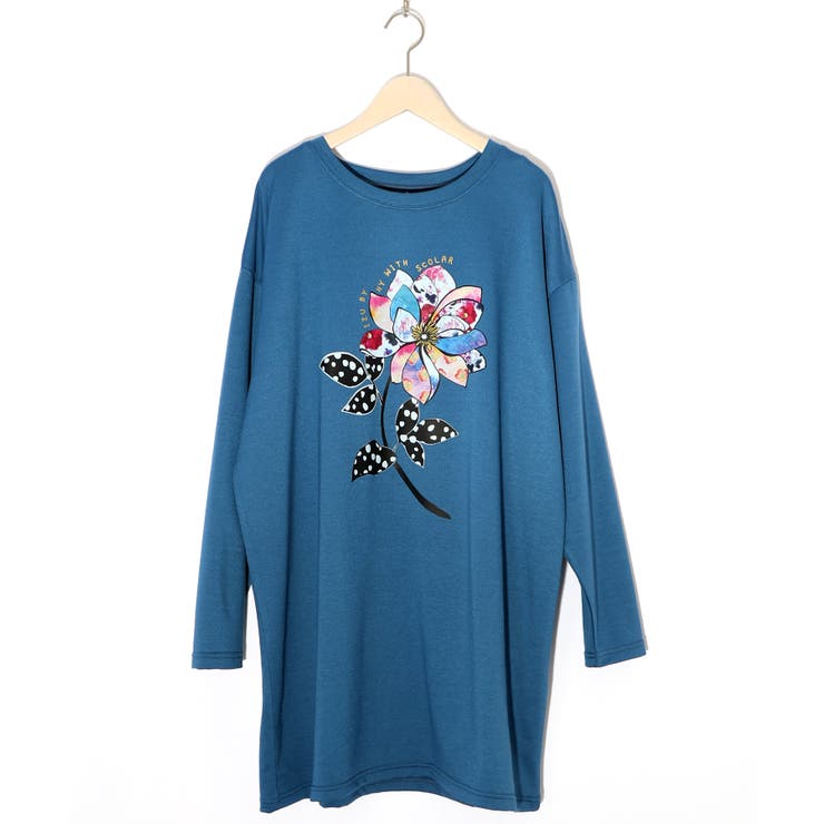 ブルー | 仲宗根泉(HY)コラボ アート柄花柄チュニック | ScoLar