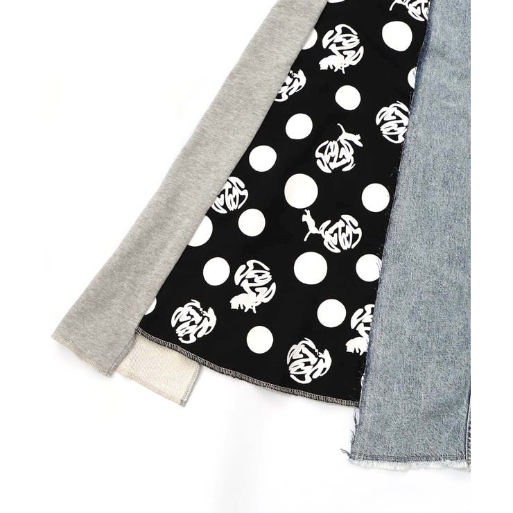 スカラーリメイク風 異素材切替デニムスカート[品番：SRSW0000368