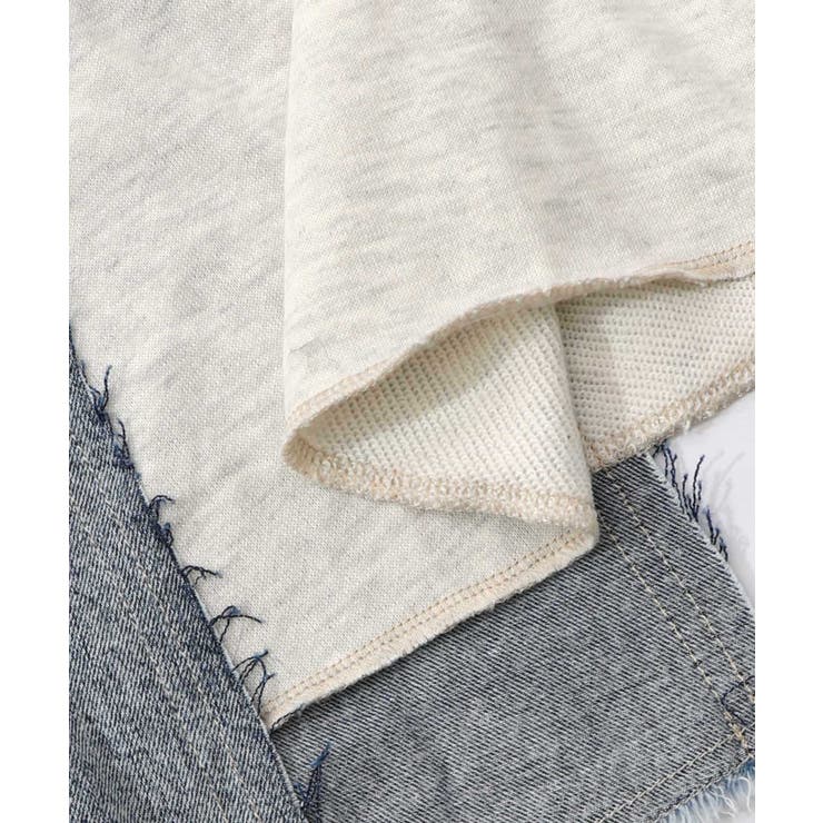 スカラーリメイク風 異素材切替デニムスカート[品番：SRSW0000368