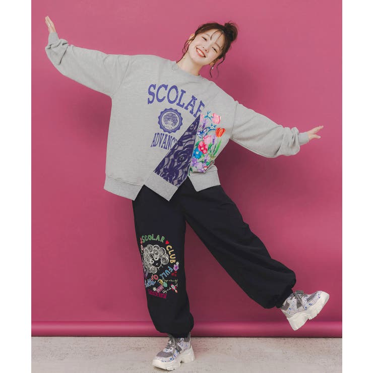 ポップ柄裏フリースあったかナイロンパンツ | ScoLar | 詳細画像1 