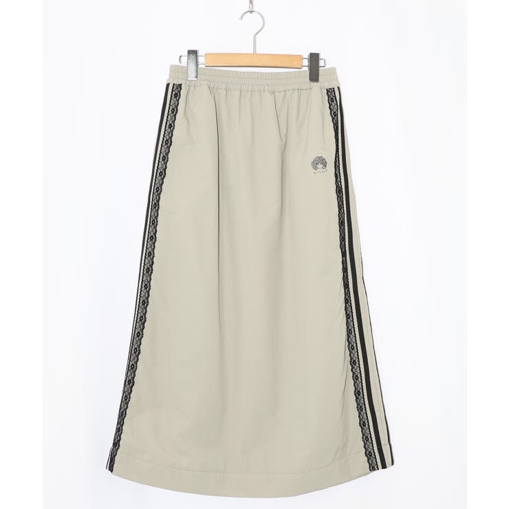 グレー | レース×ライン入りナイロンワッシャースカート | ScoLar