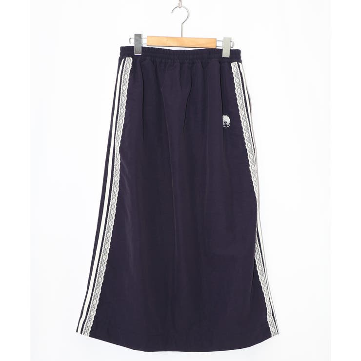 パープル | レース×ライン入りナイロンワッシャースカート | ScoLar