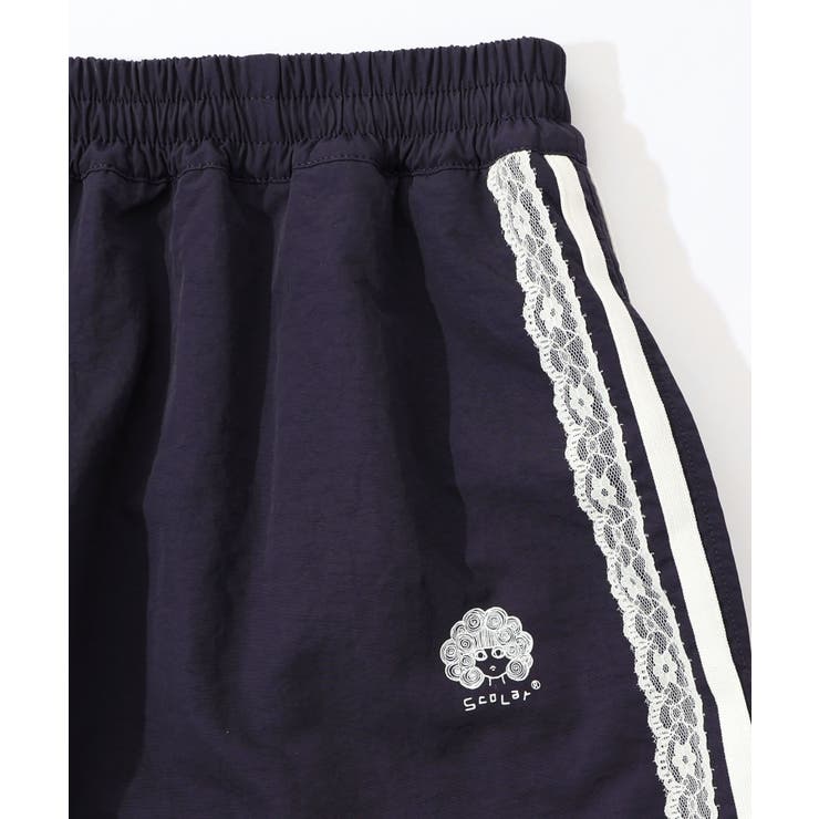 レース×ライン入りナイロンワッシャースカート | ScoLar | 詳細画像10 