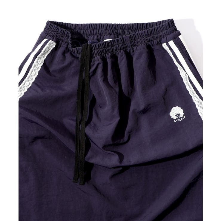 レース×ライン入りナイロンワッシャースカート | ScoLar | 詳細画像12 