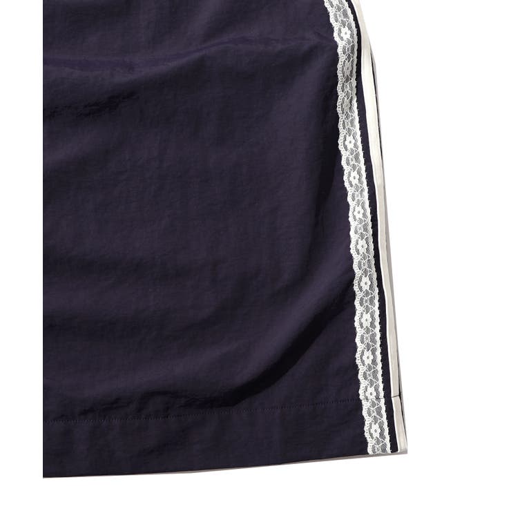 レース×ライン入りナイロンワッシャースカート | ScoLar | 詳細画像14 