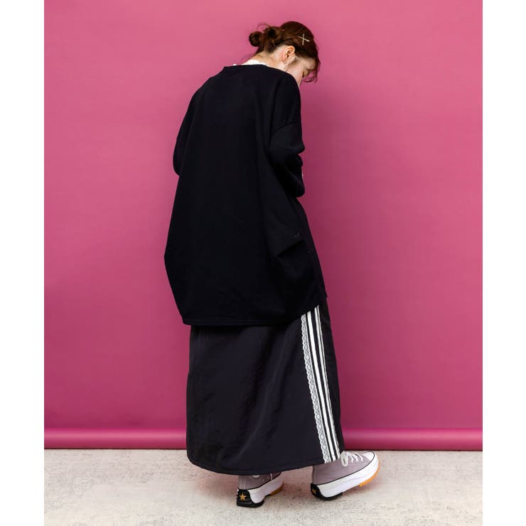 レース×ライン入りナイロンワッシャースカート | ScoLar | 詳細画像4 