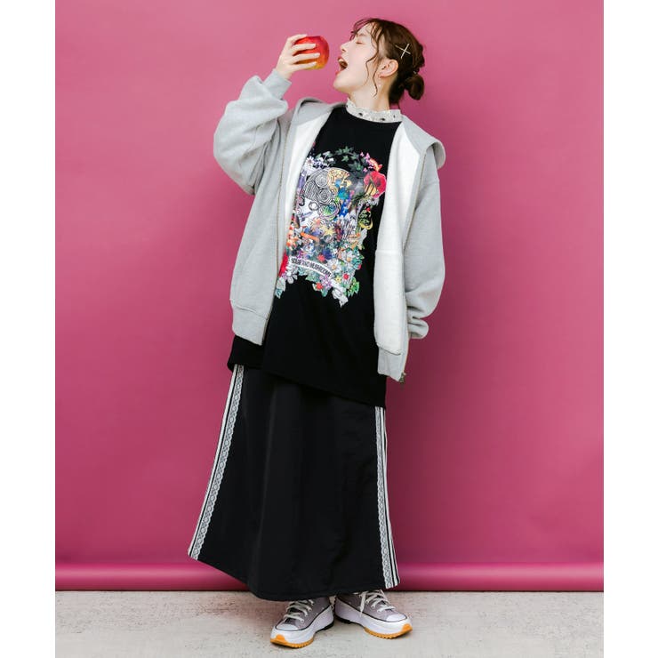 レース×ライン入りナイロンワッシャースカート | ScoLar | 詳細画像5 