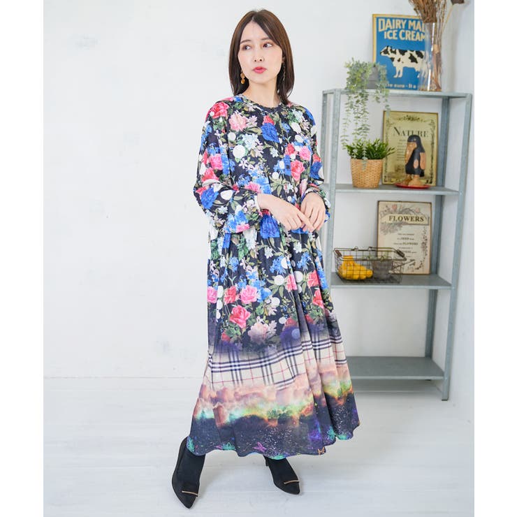 2柄展開クラッシュベロアワンピース | ScoLar | 詳細画像10 