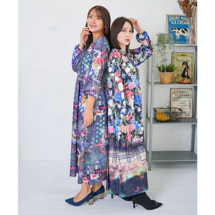 2柄展開クラッシュベロアワンピース | ScoLar | 詳細画像2 