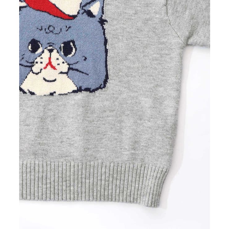 キャップネコ柄ジャガードニットプルオーバー | ScoLar | 詳細画像36 