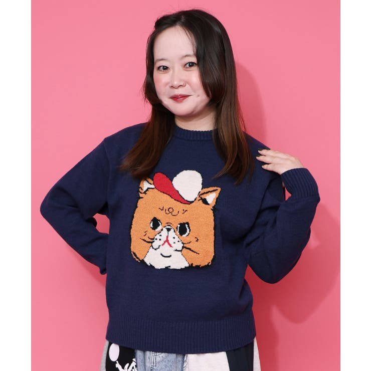 キャップネコ柄ジャガードニットプルオーバー | ScoLar | 詳細画像11 