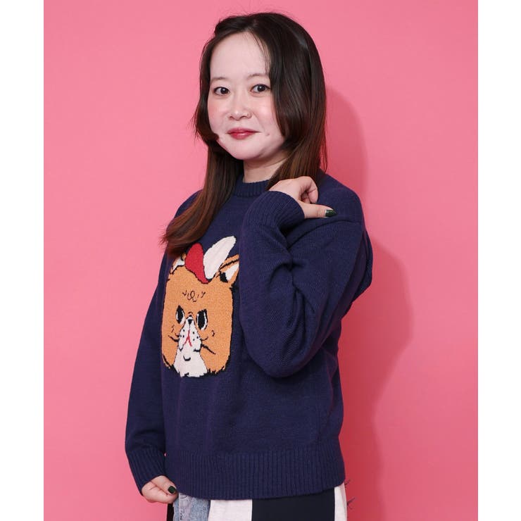 キャップネコ柄ジャガードニットプルオーバー | ScoLar | 詳細画像13 