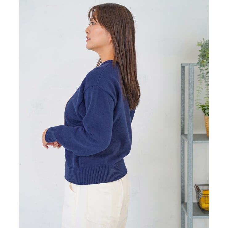 キャップネコ柄ジャガードニットプルオーバー | ScoLar | 詳細画像18 