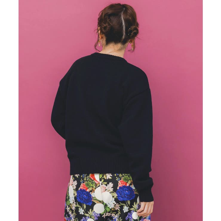 キャップネコ柄ジャガードニットプルオーバー | ScoLar | 詳細画像4 