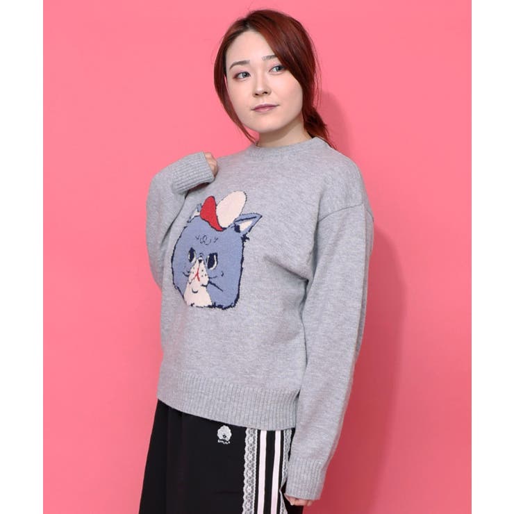 キャップネコ柄ジャガードニットプルオーバー | ScoLar | 詳細画像8 