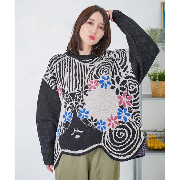 ブラック | グラサンスカラーちゃんダブルジャガードニットプルオーバー | ScoLar