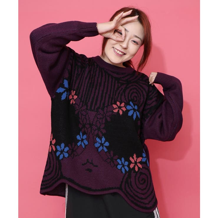 グラサンスカラーちゃんダブルジャガードニットプルオーバー | ScoLar | 詳細画像3 