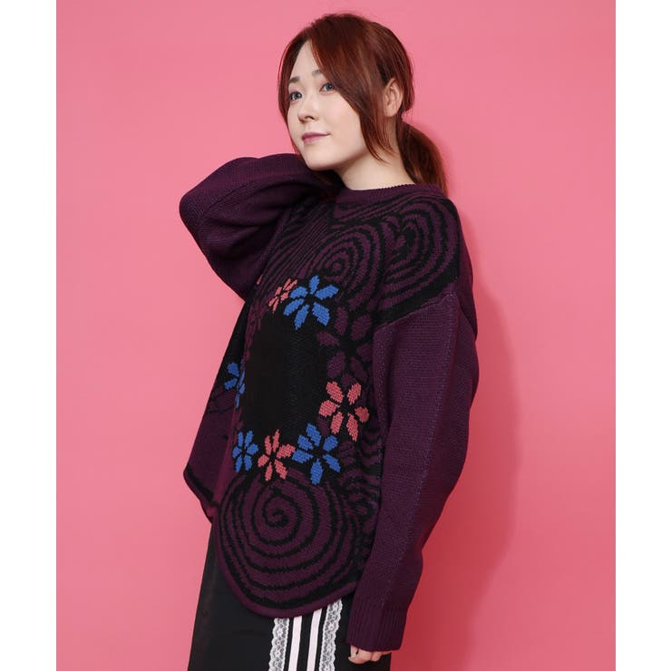 グラサンスカラーちゃんダブルジャガードニットプルオーバー | ScoLar | 詳細画像4 