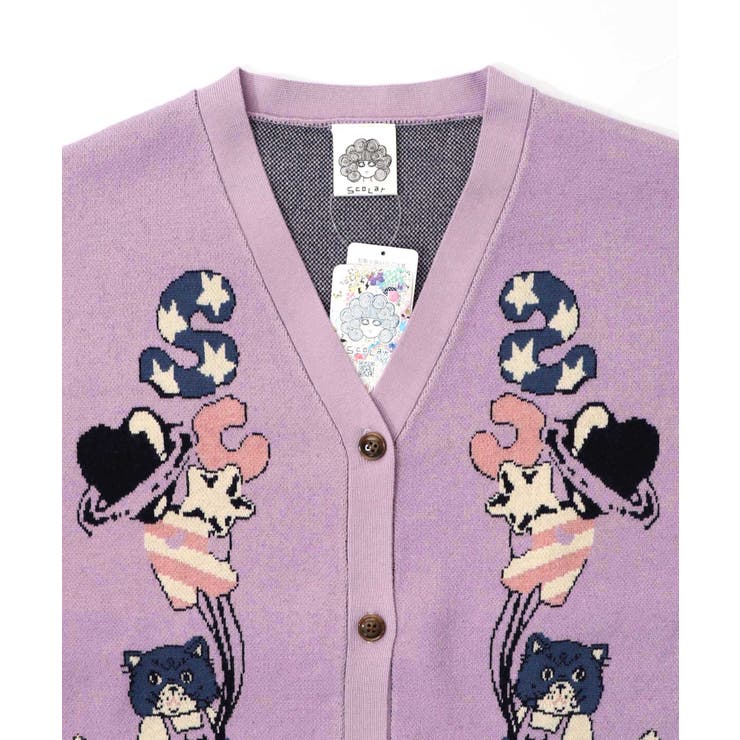風船ネコちゃんジャガードニットカーディガン | ScoLar | 詳細画像17 
