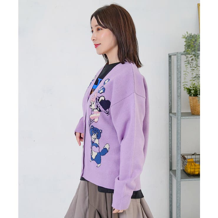 風船ネコちゃんジャガードニットカーディガン | ScoLar | 詳細画像8 