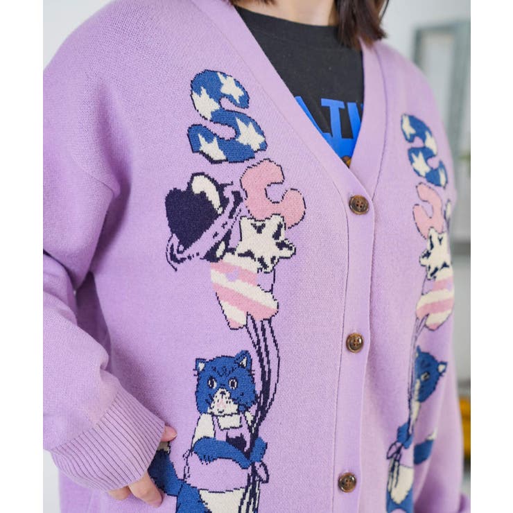 風船ネコちゃんジャガードニットカーディガン | ScoLar | 詳細画像10 