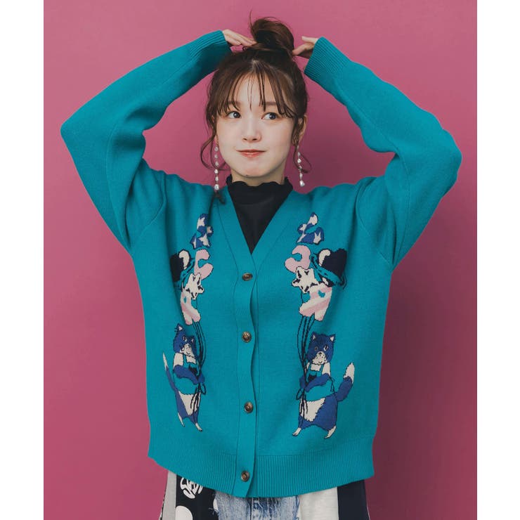 風船ネコちゃんジャガードニットカーディガン | ScoLar | 詳細画像2 