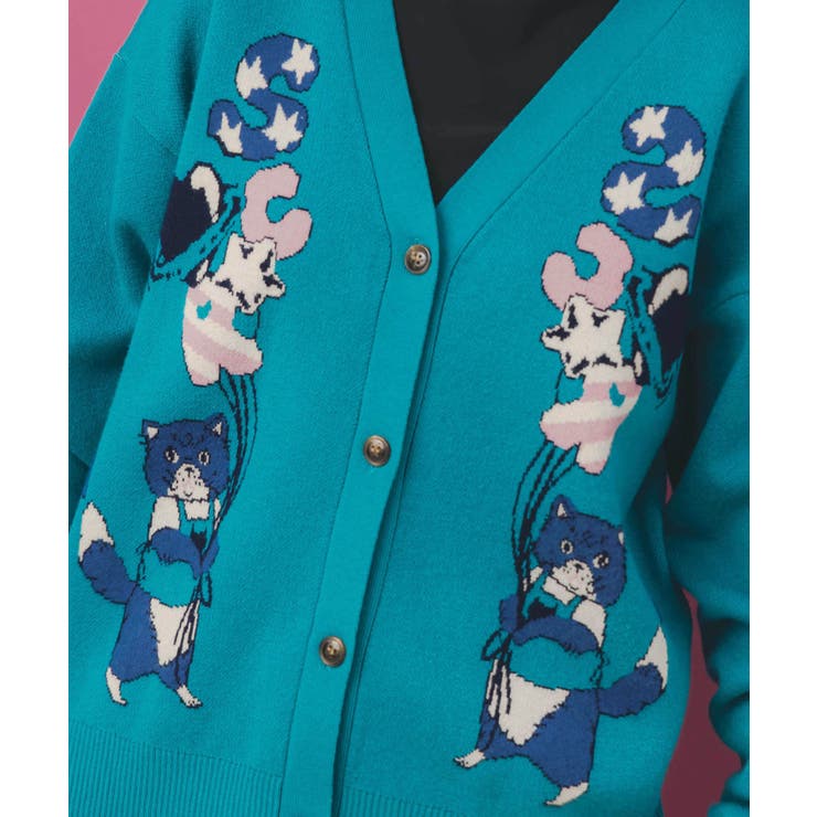 風船ネコちゃんジャガードニットカーディガン | ScoLar | 詳細画像5 