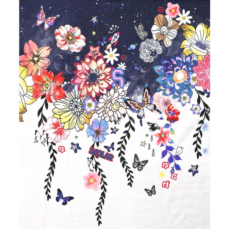 花×夜空柄ミックス裏毛チュニック | ScoLar | 詳細画像8 