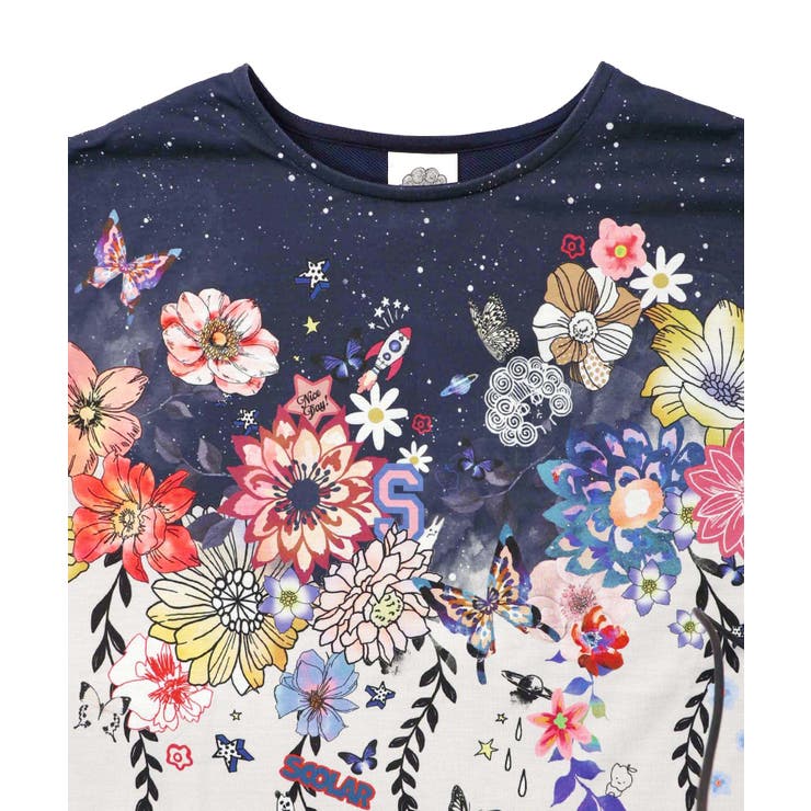 花×夜空柄ミックス裏毛チュニック | ScoLar | 詳細画像9 