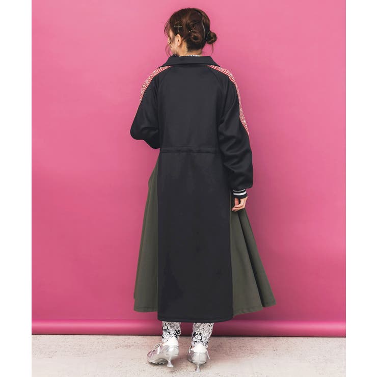 バイカラー異素材 切替ジャージワンピース | ScoLar | 詳細画像4 