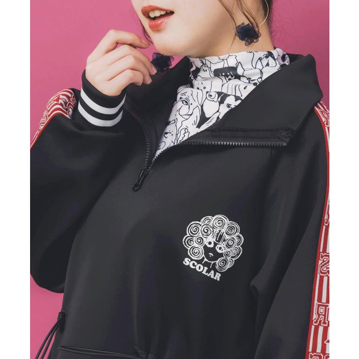 バイカラー異素材 切替ジャージワンピース | ScoLar | 詳細画像5 