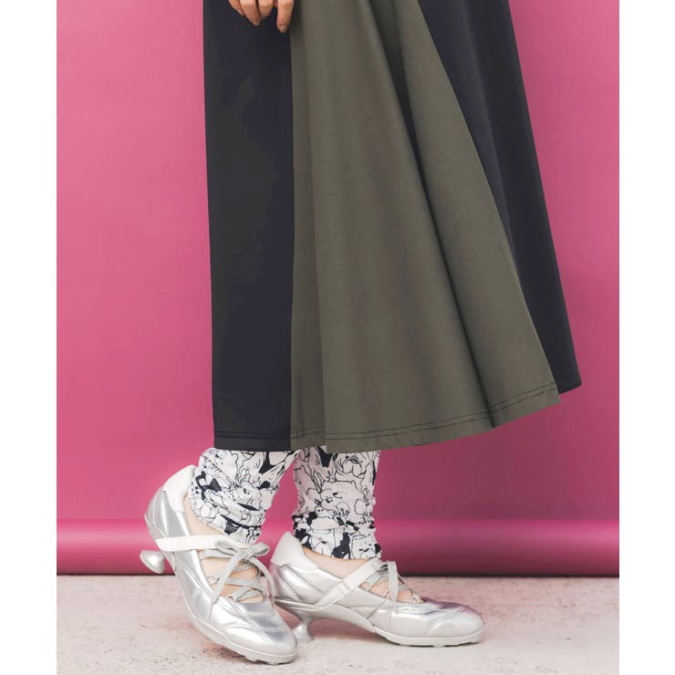 バイカラー異素材 切替ジャージワンピース | ScoLar | 詳細画像7 