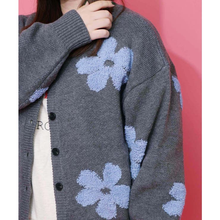 2WAYお花サガラ刺繍ジャガードニットカーディガン | ScoLar | 詳細画像10 