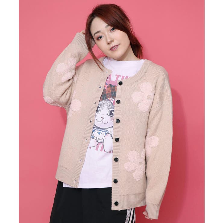 2WAYお花サガラ刺繍ジャガードニットカーディガン | ScoLar | 詳細画像2 