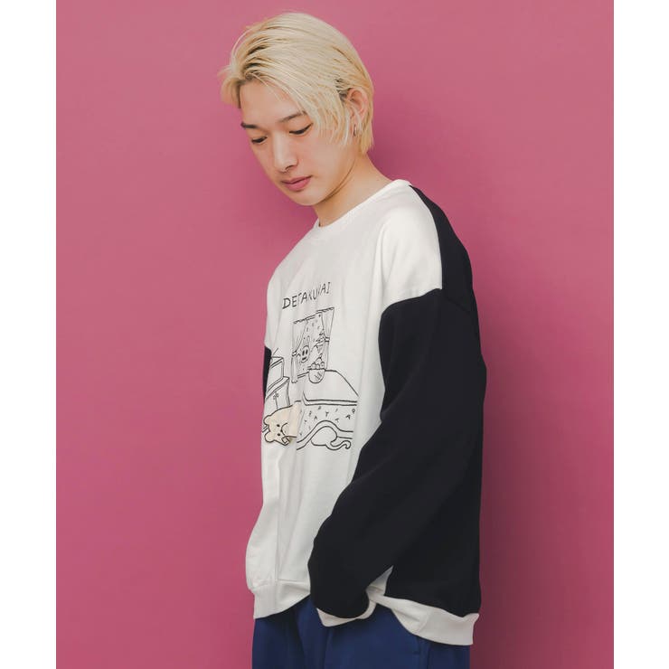 こたつから出たくないクマ柄 配色裏毛プルオーバー | ScoLar | 詳細画像9 