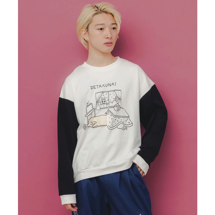 こたつから出たくないクマ柄 配色裏毛プルオーバー | ScoLar | 詳細画像7 