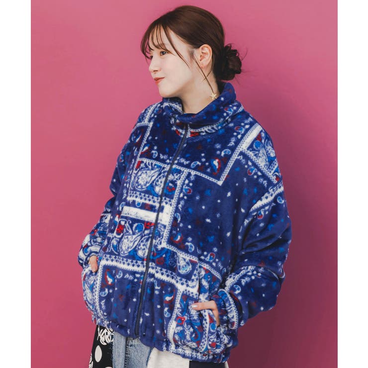 ランダムバンダナ柄 双面フランネルブルゾン | ScoLar | 詳細画像3 