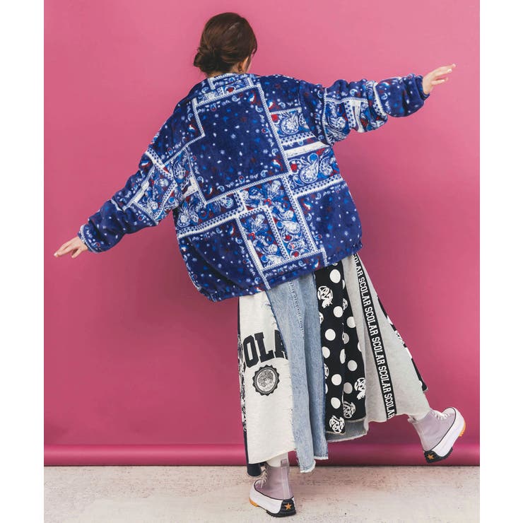 ランダムバンダナ柄 双面フランネルブルゾン | ScoLar | 詳細画像4 