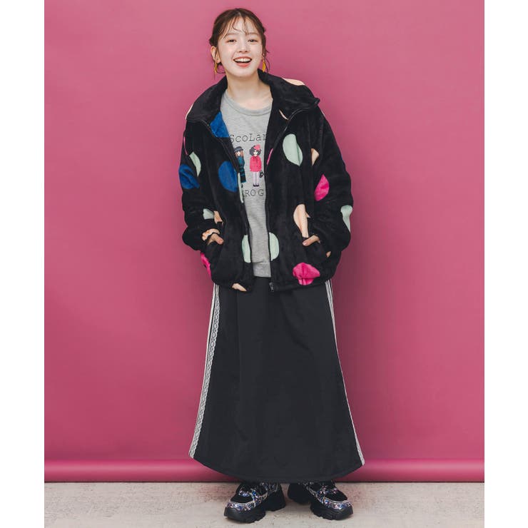 【NEW】スカラー（ScoLar）/ScoLar スカラー カラフルドット柄 双面フランネルブルゾン カラフルドット柄 双面フランネルブルゾン[品番：SRSW0002214]｜ScoLar