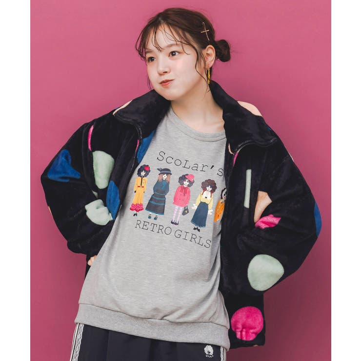 カラフルドット柄 双面フランネルブルゾン | ScoLar | 詳細画像2 