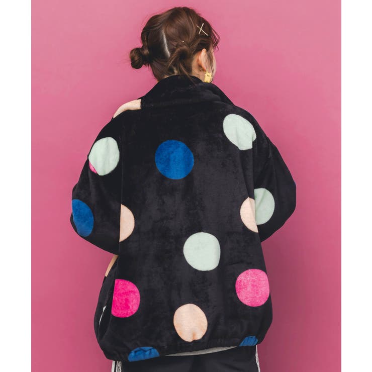 カラフルドット柄 双面フランネルブルゾン | ScoLar | 詳細画像4 