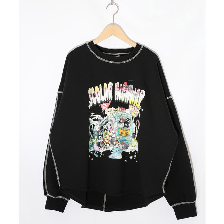 ブラック | スカラーハイウェイ ヴィンテージ風プルオーバー | ScoLar