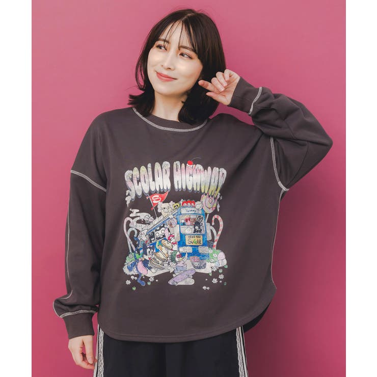 チャコールグレー | スカラーハイウェイ ヴィンテージ風プルオーバー | ScoLar