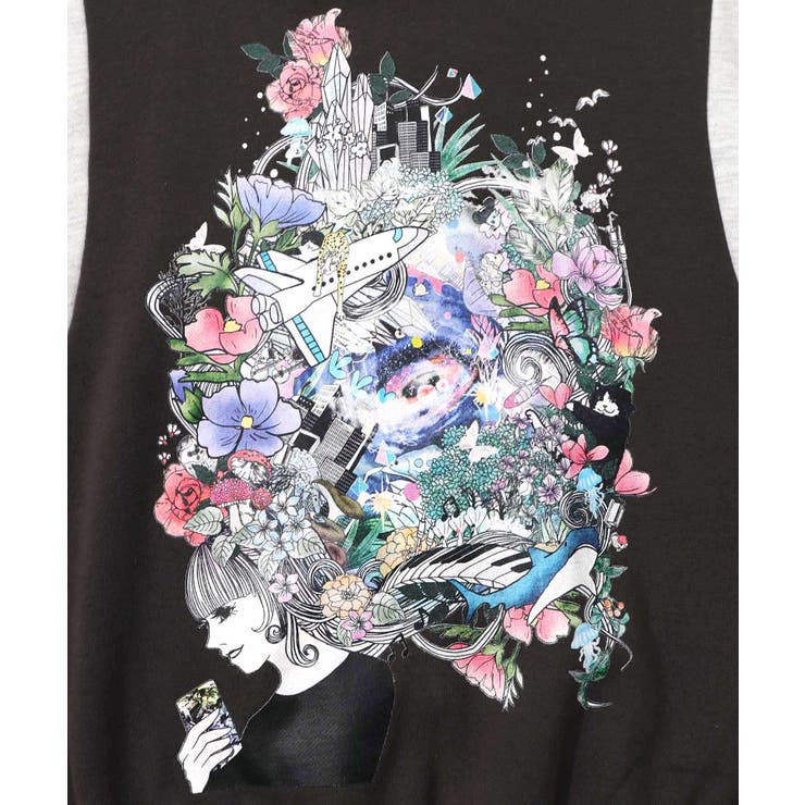 花×宇宙×アート バイカラー裏起毛プルオーバー | ScoLar | 詳細画像8 