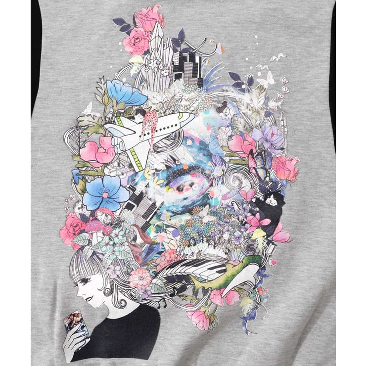 花×宇宙×アート バイカラー裏起毛プルオーバー | ScoLar | 詳細画像9 