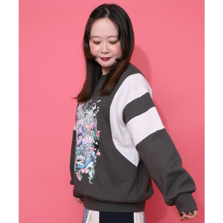 花×宇宙×アート バイカラー裏起毛プルオーバー | ScoLar | 詳細画像3 