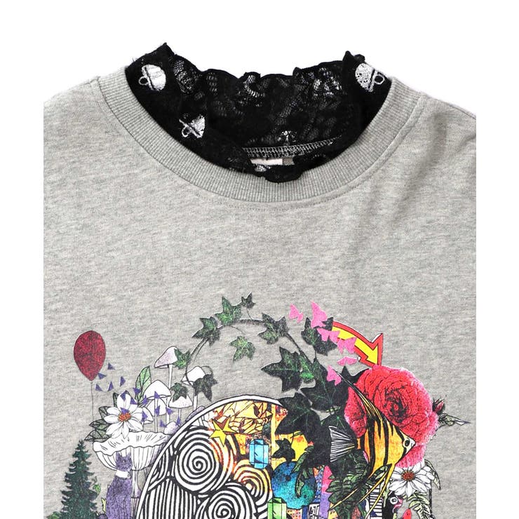 ミニ裏毛×起毛レースきのこ柄レイヤード風チュニック | ScoLar | 詳細画像12 